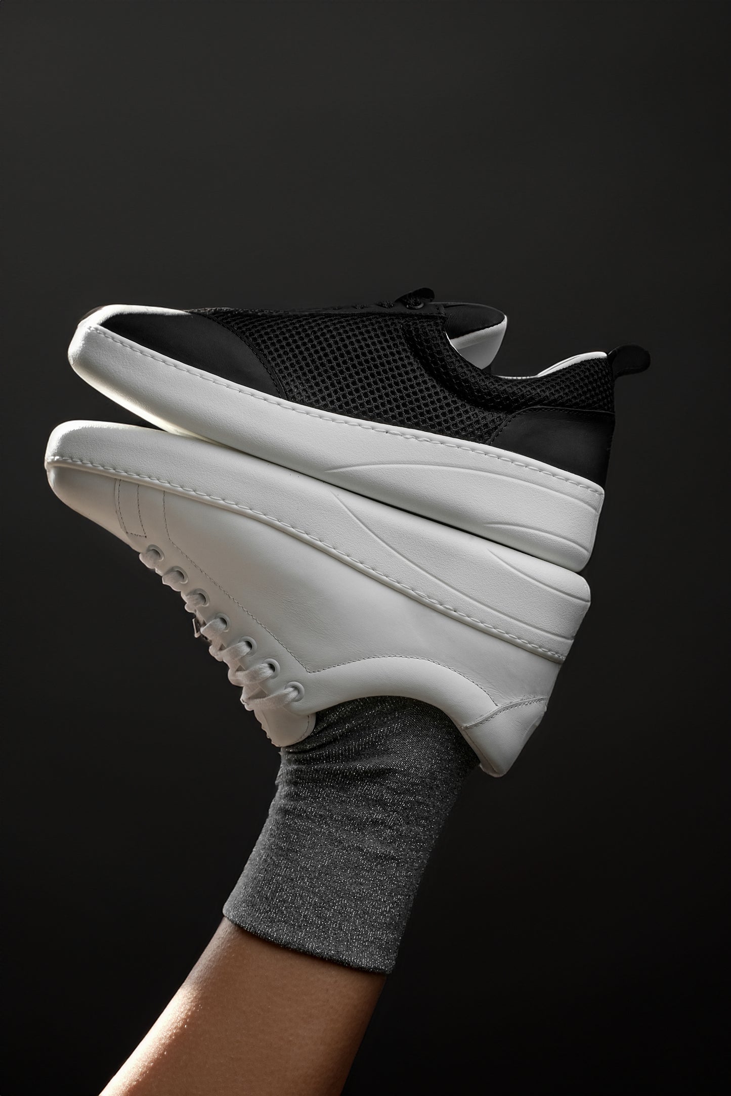 Portdance PD GR OPORTO Black Leather/Mesh Dance Sneaker- Groovies