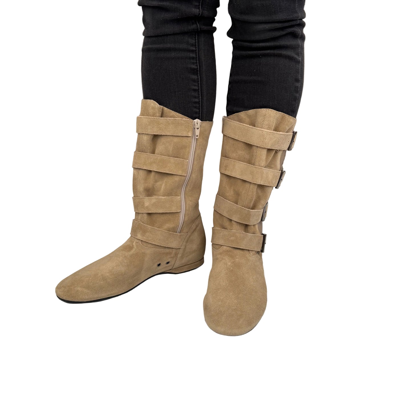 FINAL SALE Leo Dance Beige Suede and Gold Sparkle Bootie