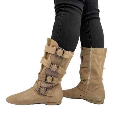 FINAL SALE Leo Dance Beige Suede and Gold Sparkle Bootie