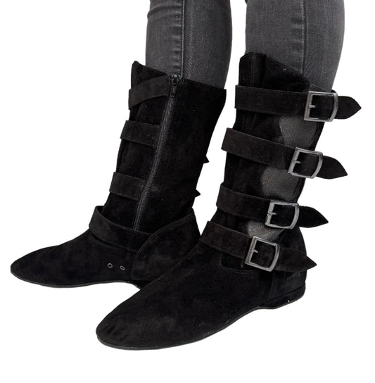 FINAL SALE Leo Dance Black Suede and Black Sparkle Bootie