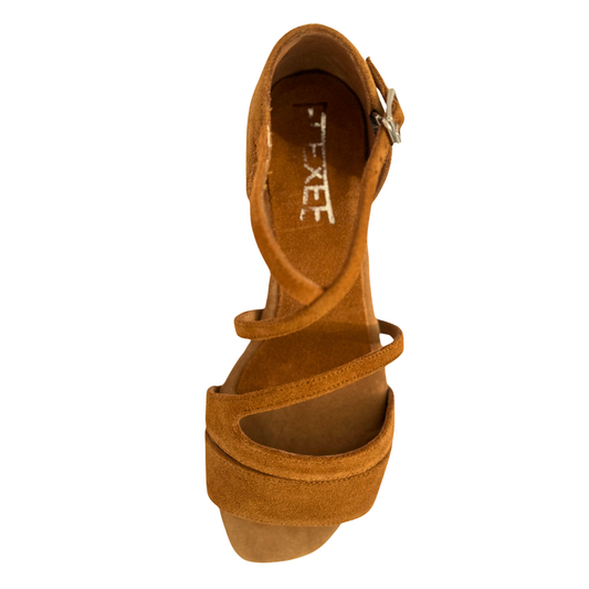 Flexee Brand - Exclusive Collection Jewel Dance Sandal - Brandy Italian Leather Suede Sole