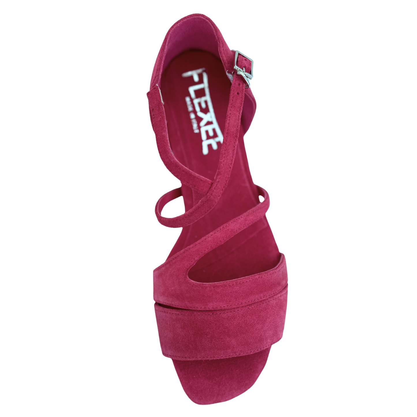 Flexee Brand - Exclusive Collection Jewel Dance Sandal - Fuchsia Italian Leather Suede Sole