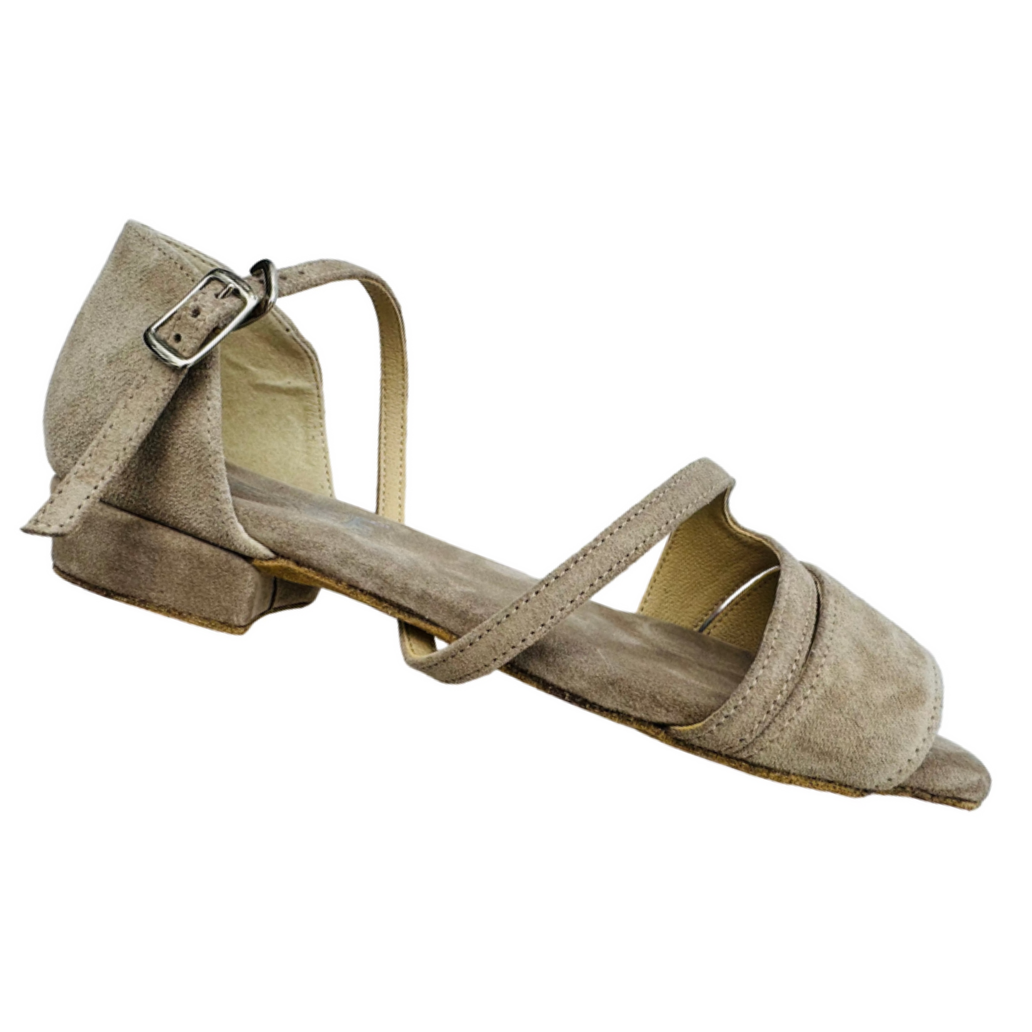 Flexee Brand Leiya Dance Sandal- Stone Italian Leather Suede Sole