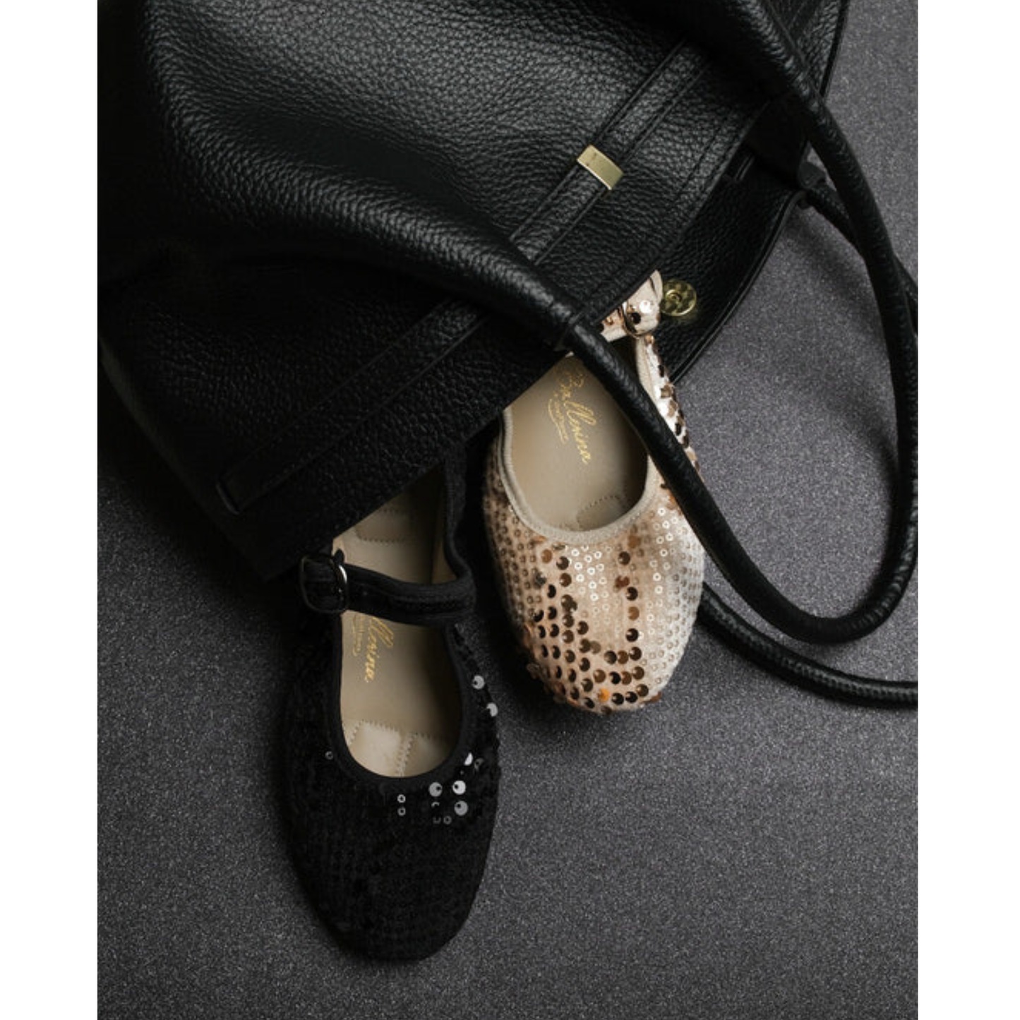 Black Sequins PortDance Indoor & Outdoor Ballerina Flat