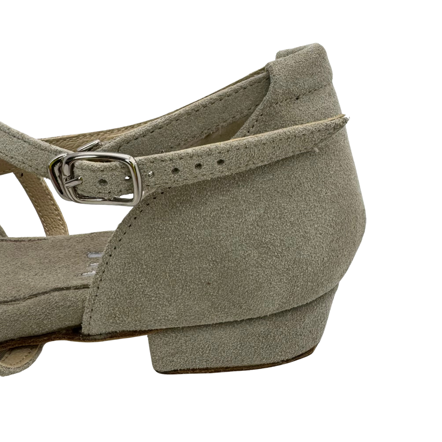 Rosa Stone Suede Low Heel Dance Sandal