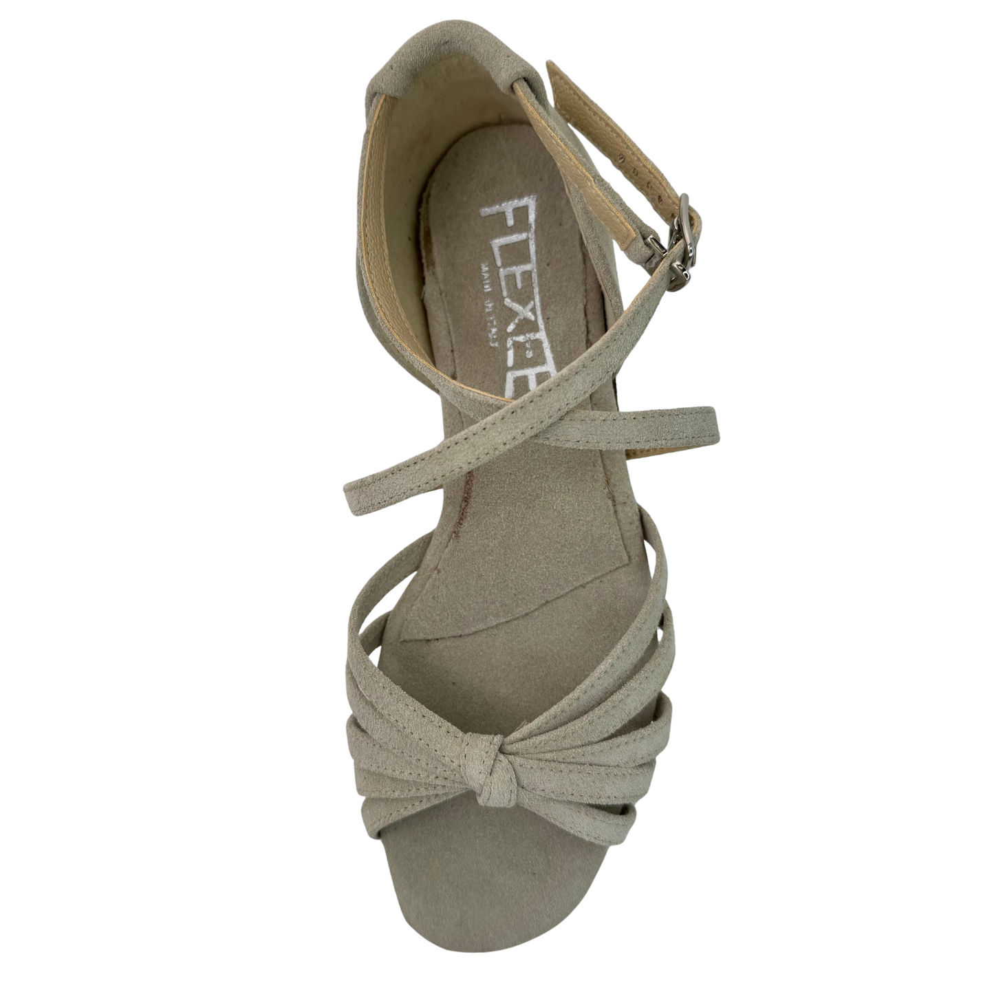 Rosa Stone Suede Low Heel Dance Sandal