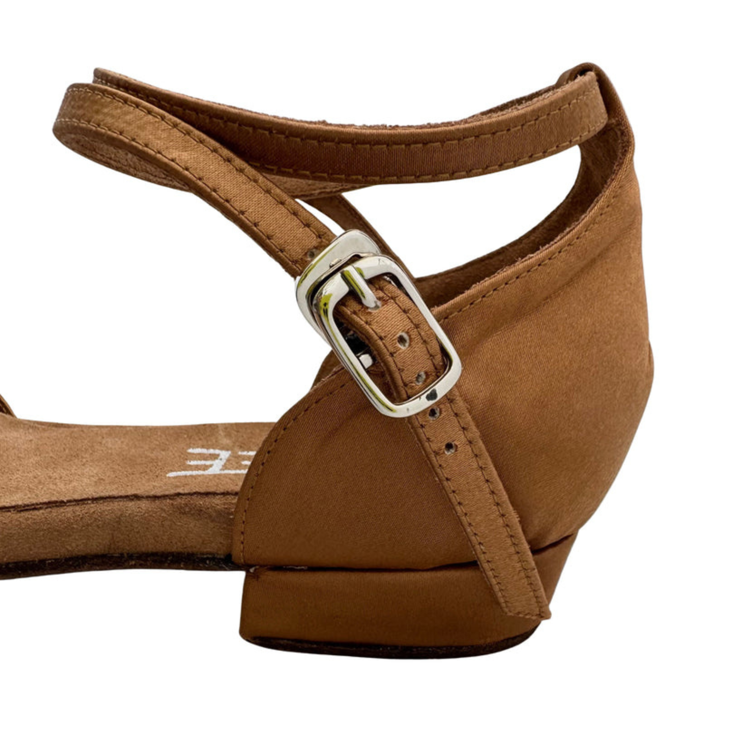 Rosa Tan Satin Low Heel Dance Sandal