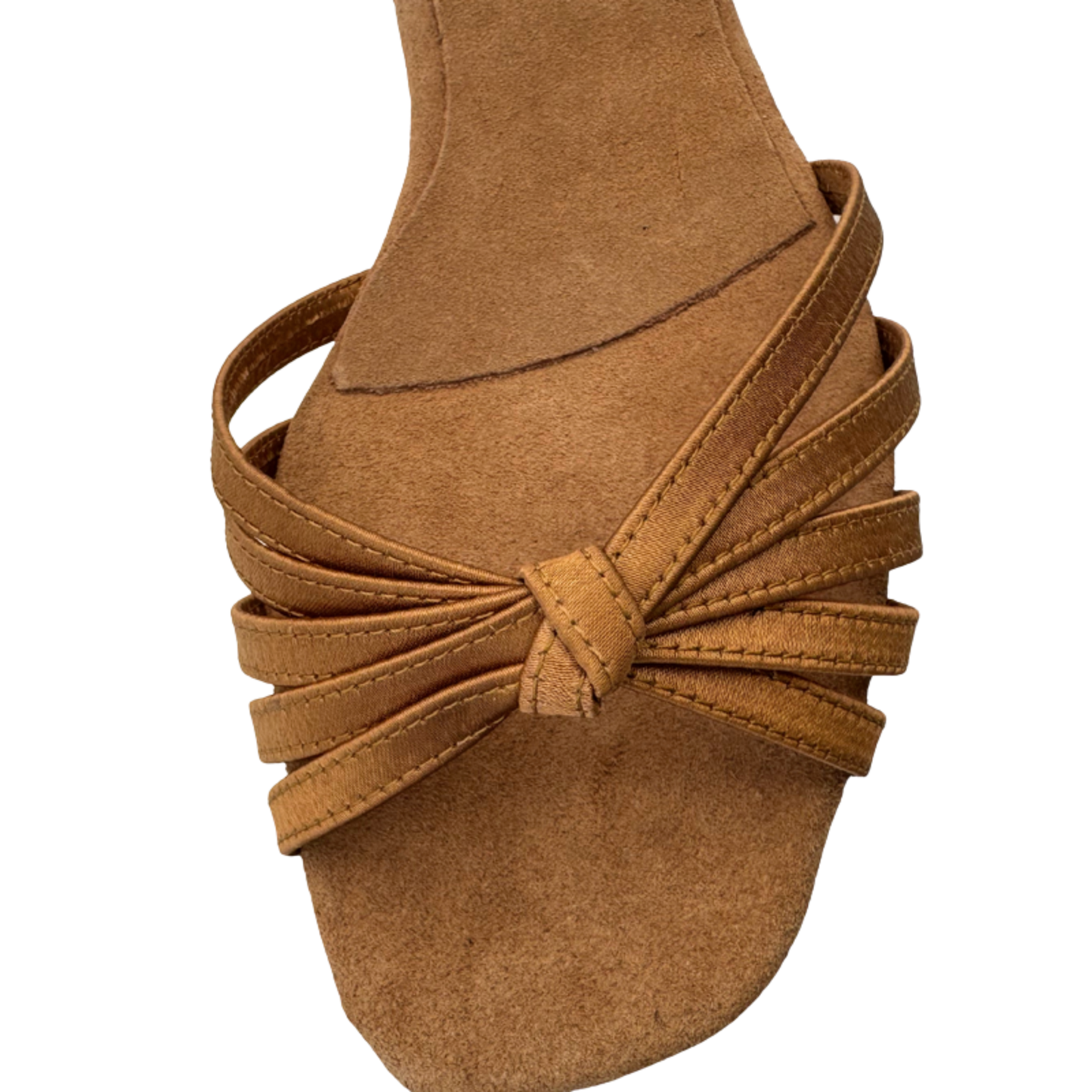 Rosa Tan Satin Low Heel Dance Sandal