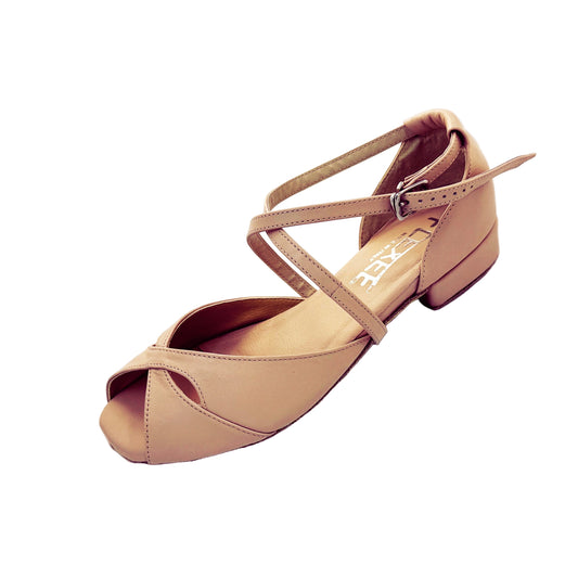 Sara Low Heel Dance Sandal Beige