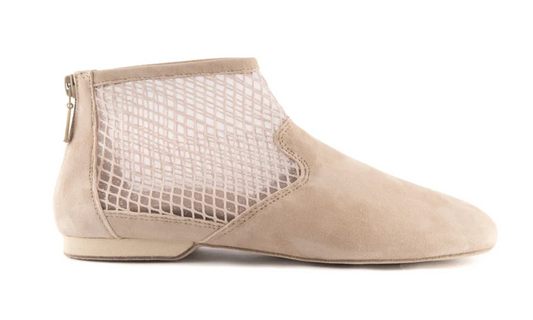Beige Portdance Zip Up Mesh Bootie