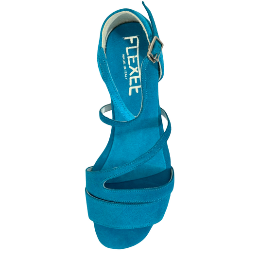 Flexee Brand - Exclusive Collection Jewel Dance Sandal - Turquoise Italian Leather Suede Sole
