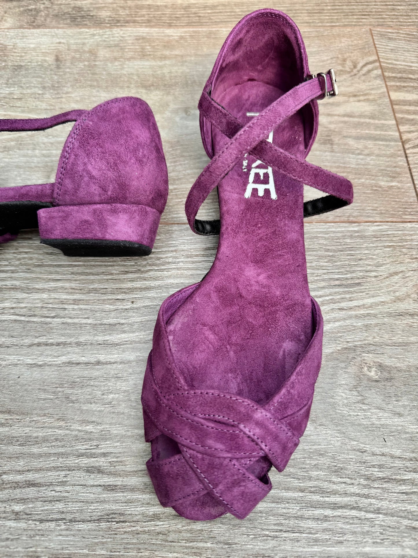 Flexee Brand Wrap Star Dance Sandal- Purple Suede with Suede Sole