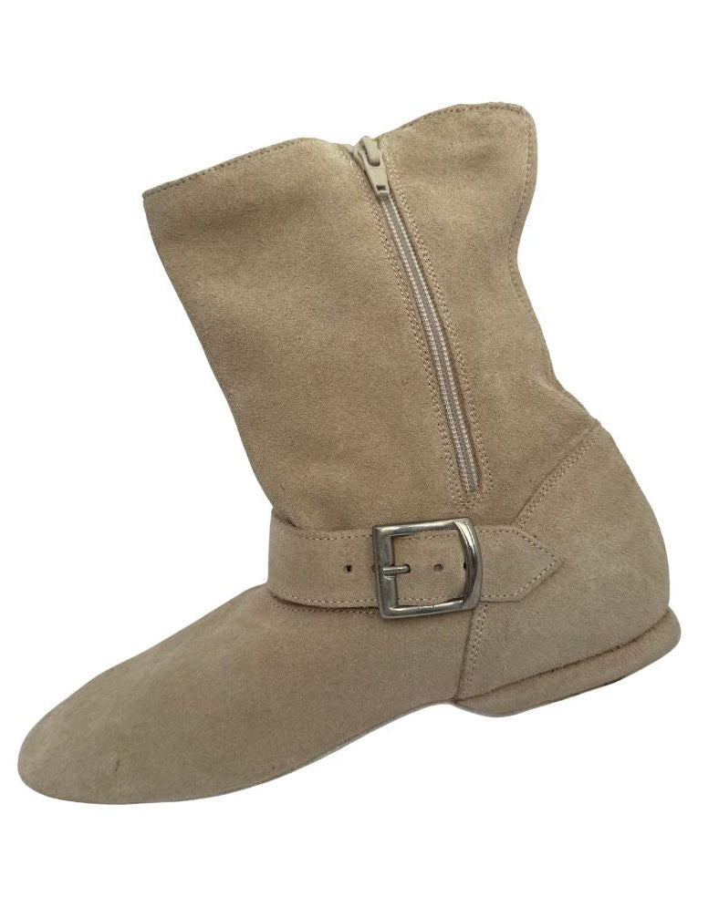 FINAL SALE Leo Dance Beige Suede Short Boot with Buckle