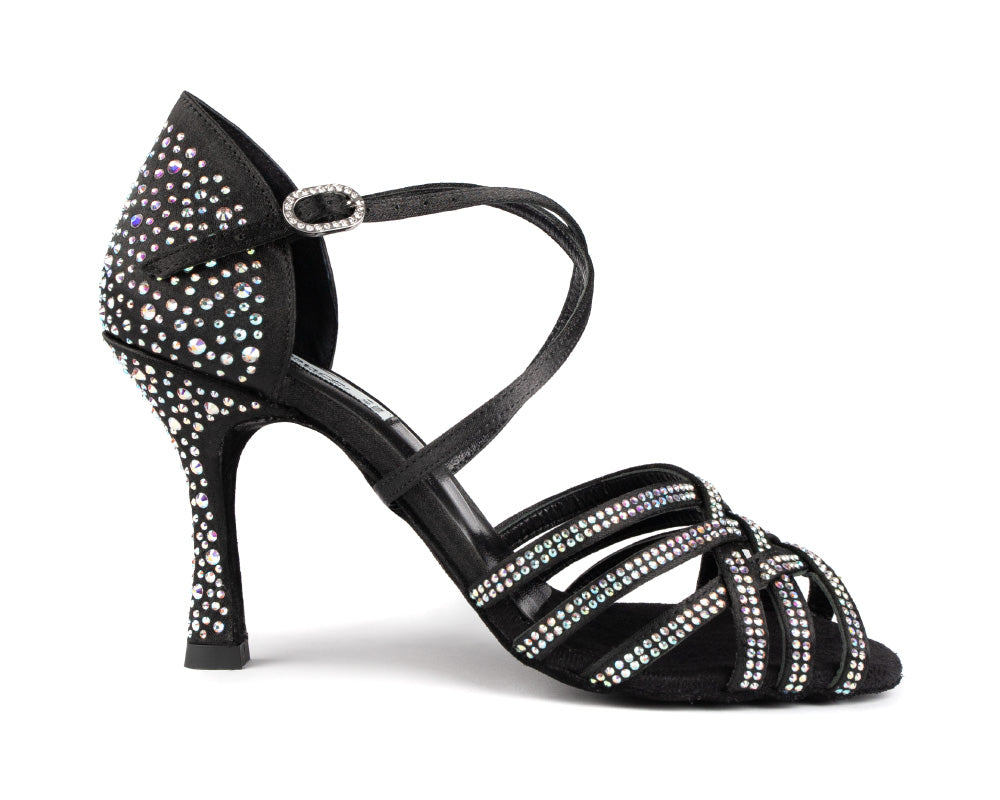 PortDance  -  PD LEONOR Black Satin & Crystals – Heel 70mm