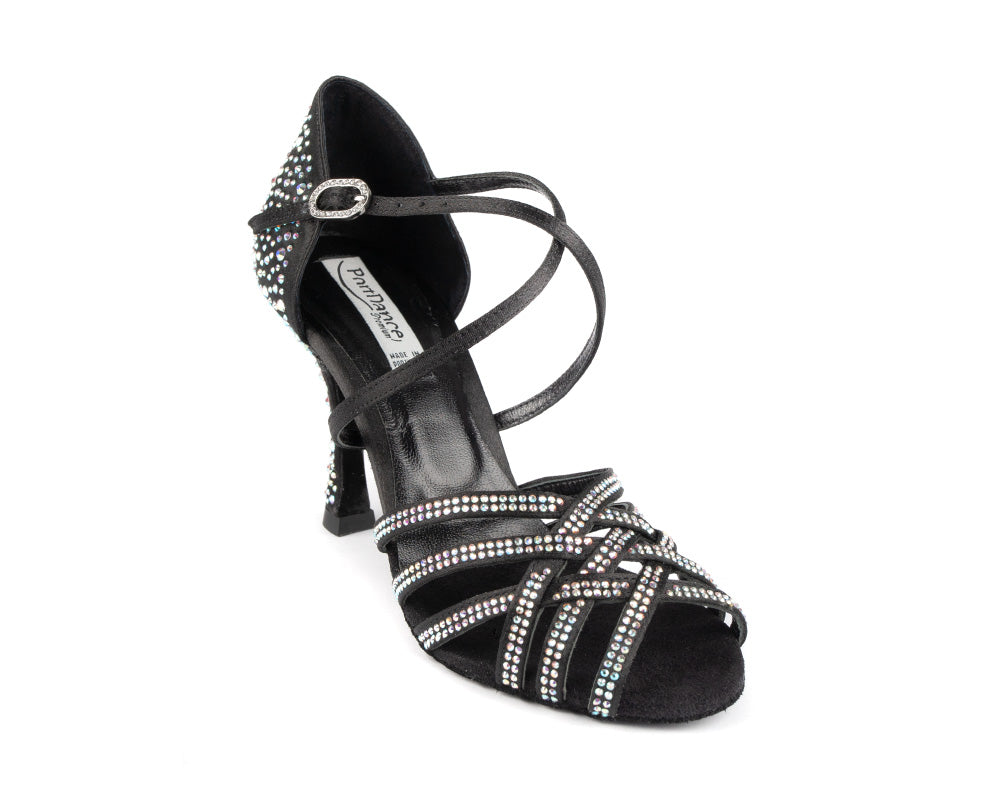 PortDance  -  PD LEONOR Black Satin & Crystals – Heel 70mm