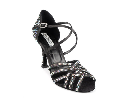 PortDance  -  PD LEONOR Black Satin & Crystals – Heel 70mm
