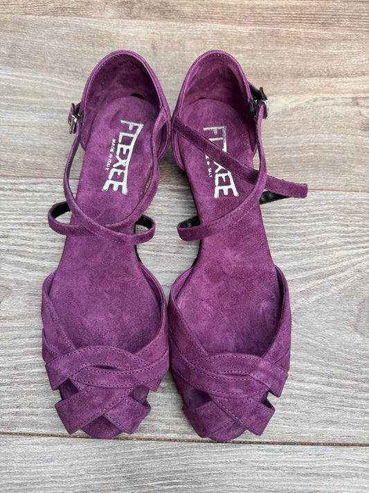 Flexee Brand Wrap Star Dance Sandal- Purple Suede with Suede Sole