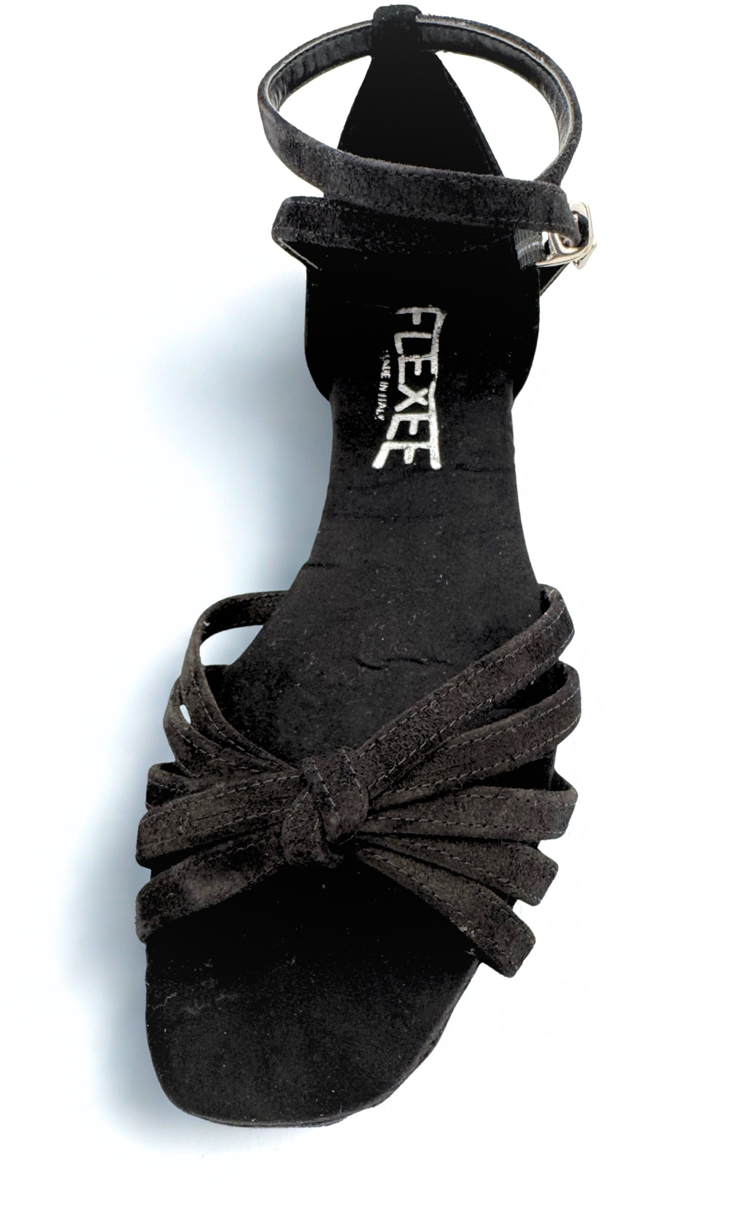 Rosa Black Suede Low Heel Dance Sandal