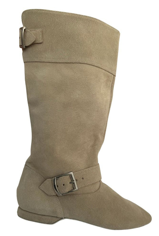 FINAL SALE Leo Dance Beige Suede Tall Boot with Buckle
