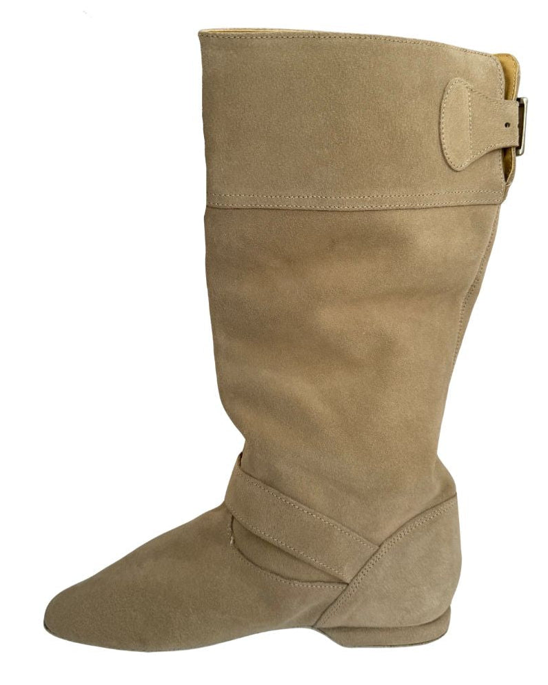 FINAL SALE Leo Dance Beige Suede Tall Boot with Buckle